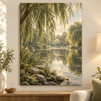 Willow Pond Stretched Canvas Wall Art with dimensional printed themed artwork; representative AI-generated mockup.