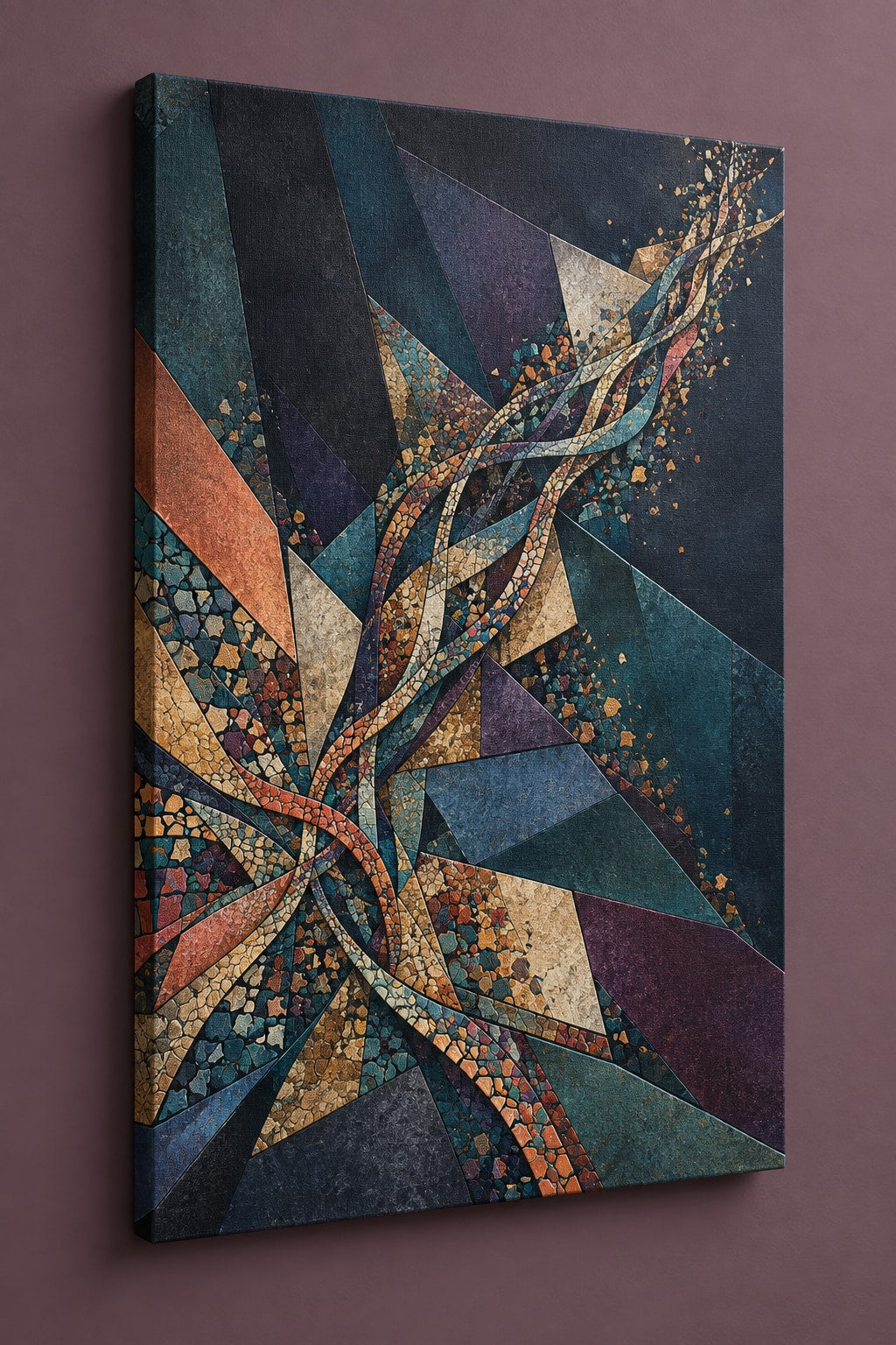 Strategy Mosaic Relay Stretched Canvas Wall Art with dimensional printed themed artwork; representative AI-generated mockup.