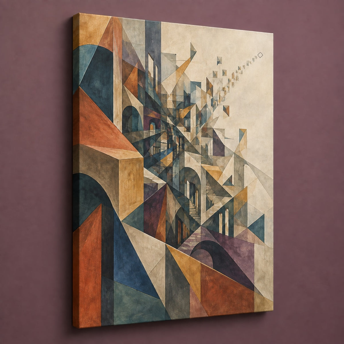 Inkline Cityfold Stretched Canvas Wall Art with dimensional printed themed artwork; representative AI-generated mockup.