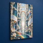 Laboratory Discovery Atrium Stretched Canvas Wall Art with dimensional printed themed artwork; representative AI-generated mockup.
