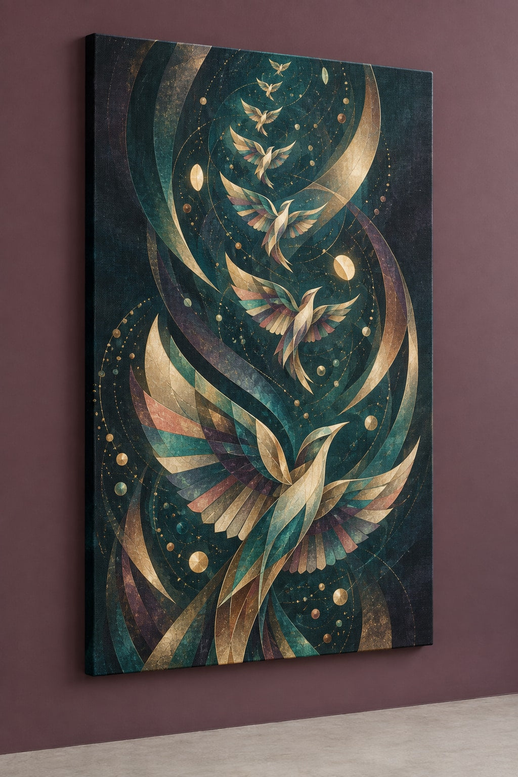 Dawn Chorus Observatory Stretched Canvas Wall Art with dimensional printed themed artwork; representative AI-generated mockup.