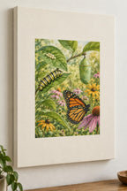 Butterfly Life Stages Stretched Canvas Wall Art with dimensional printed themed artwork; representative AI-generated mockup.