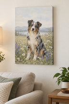 Australian Shepherd Stretched Canvas Wall Art with dimensional printed themed artwork; representative AI-generated mockup.
