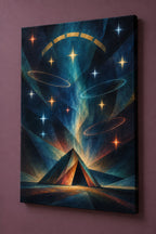Nightglass Camp Observatory Stretched Canvas Wall Art with dimensional printed themed artwork; representative AI-generated mockup.