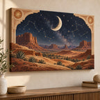 Desert Night Sky Stretched Canvas Wall Art with dimensional printed themed artwork; representative AI-generated mockup.