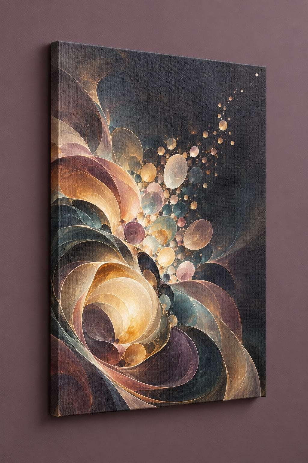 Luminous Waxfold Cascade Stretched Canvas Wall Art with dimensional printed themed artwork; representative AI-generated mockup.