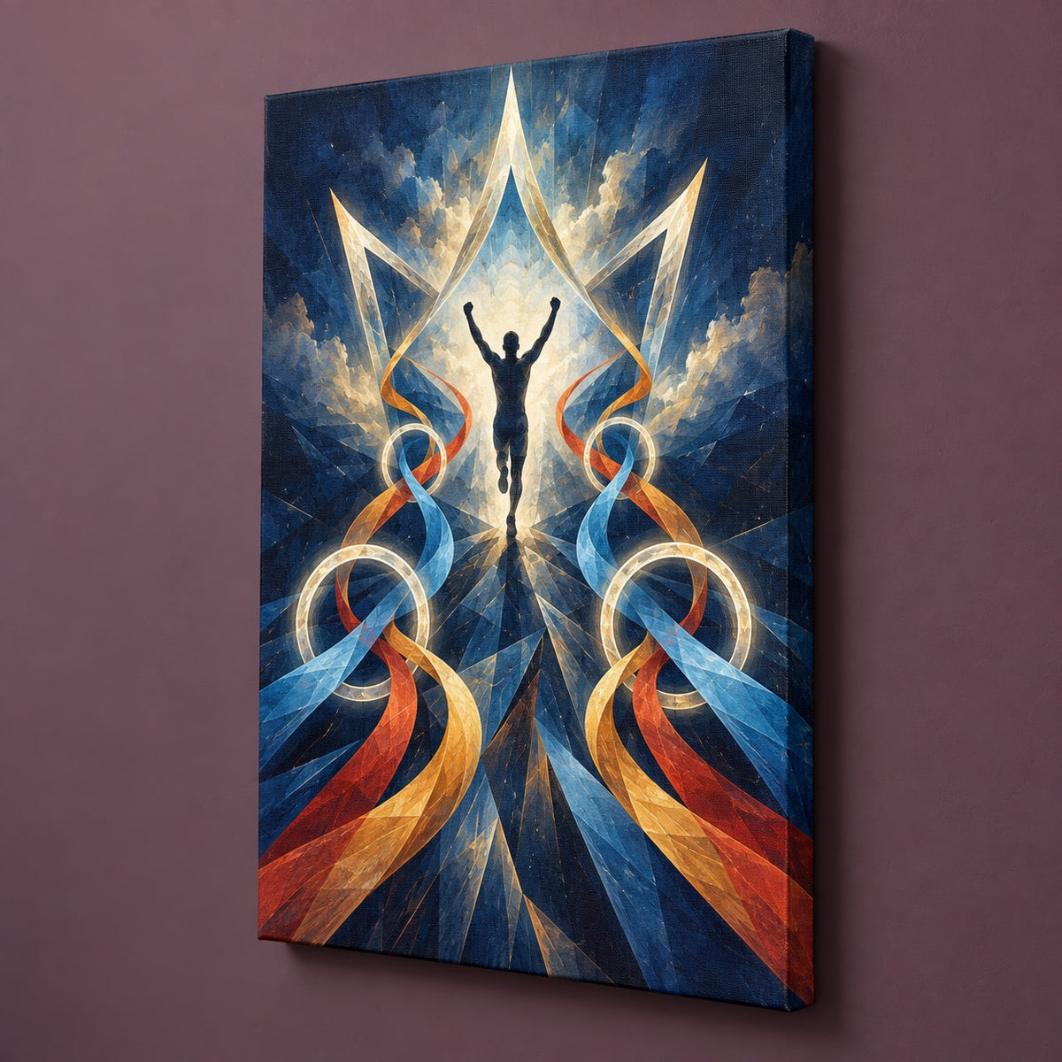 Cadence Crown Convergence Stretched Canvas Wall Art with dimensional printed themed artwork; representative AI-generated mockup.