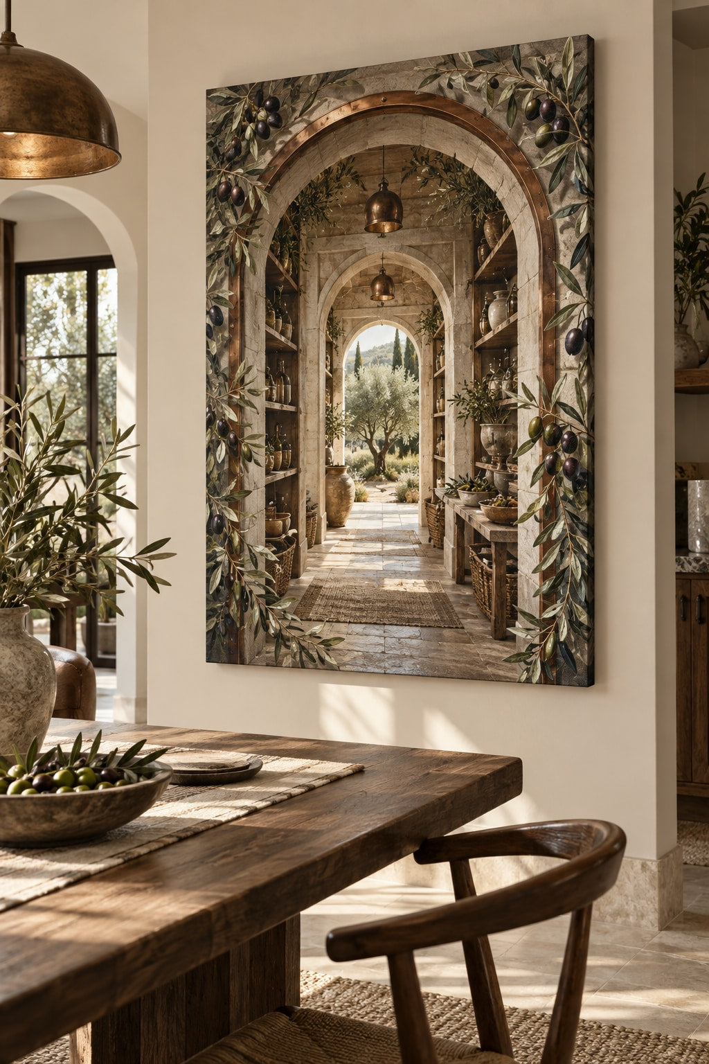 Olive Branch Pantry Stretched Canvas Wall Art with dimensional printed themed artwork; representative AI-generated mockup.