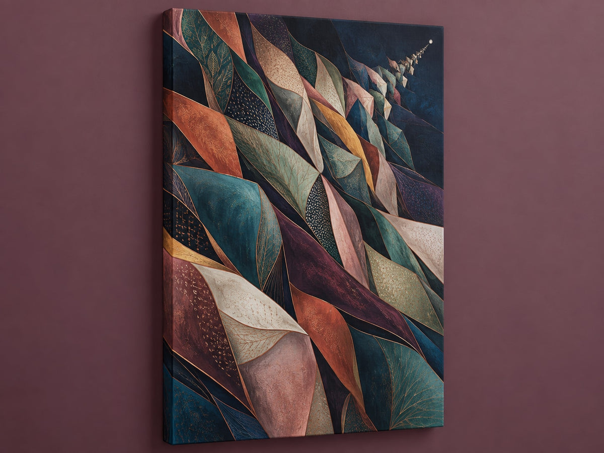 Threadlight Bloomrift Stretched Canvas Wall Art with dimensional printed themed artwork; representative AI-generated mockup.