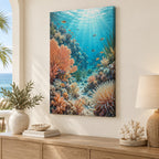 Coral Reef Stretched Canvas Wall Art with dimensional printed themed artwork; representative AI-generated mockup.