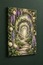 Retirement Garden Portal Stretched Canvas Wall Art with dimensional printed themed artwork; representative AI-generated mockup.