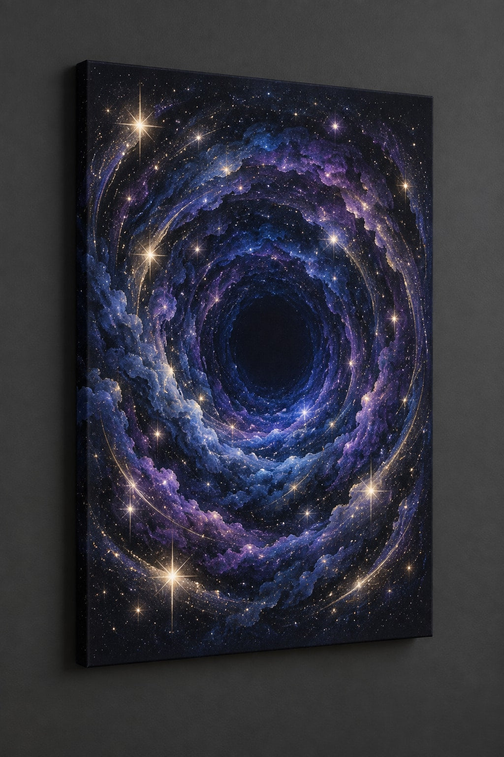 Milestone Birthday Star Portal Stretched Canvas Wall Art with dimensional printed themed artwork; representative AI-generated mockup.