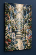 Prismatic Discovery Conservatory Stretched Canvas Wall Art with dimensional printed themed artwork; representative AI-generated mockup.