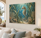 Seahorse Sea Grass Stretched Canvas Wall Art with dimensional printed themed artwork; representative AI-generated mockup.