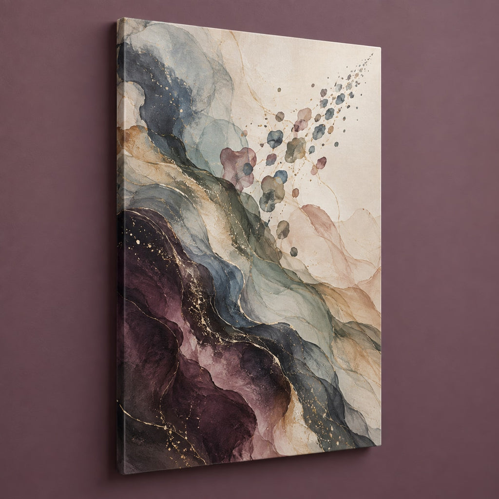 Quiet Margin Aurora Stretched Canvas Wall Art with dimensional printed themed artwork; representative AI-generated mockup.