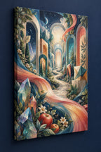 Chromatic Imagination Atelier Stretched Canvas Wall Art with dimensional printed themed artwork; representative AI-generated mockup.