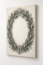 Silver Anniversary Olive Halo Stretched Canvas Wall Art with dimensional printed themed artwork; representative AI-generated mockup.