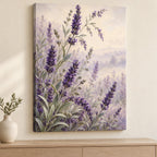 Lavender Sprigs Stretched Canvas Wall Art with dimensional printed themed artwork; representative AI-generated mockup.