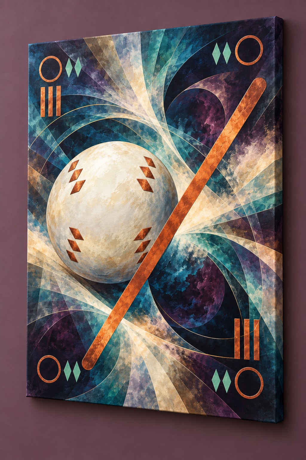 Diamond Dusk Rally Stretched Canvas Wall Art with dimensional printed themed artwork; representative AI-generated mockup.