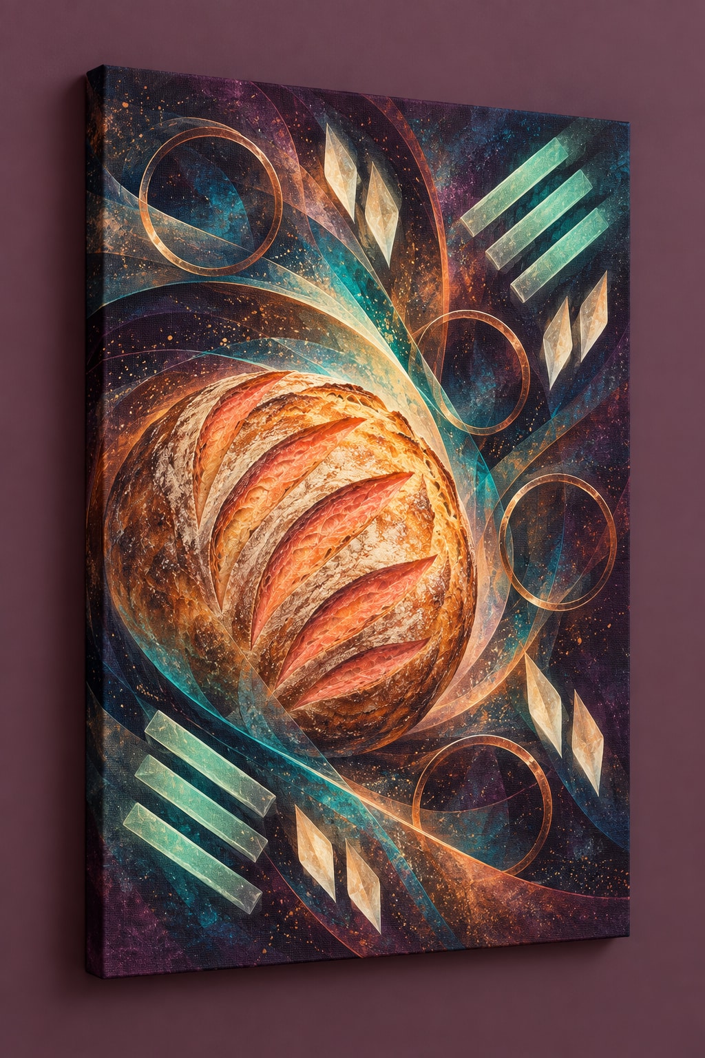 Crumb Lantern Fermentation Stretched Canvas Wall Art with dimensional printed themed artwork; representative AI-generated mockup.