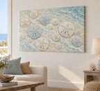 Sand Dollar Pattern Stretched Canvas Wall Art with dimensional printed themed artwork; representative AI-generated mockup.