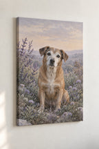 Senior Dog Companion Stretched Canvas Wall Art with dimensional printed themed artwork; representative AI-generated mockup.