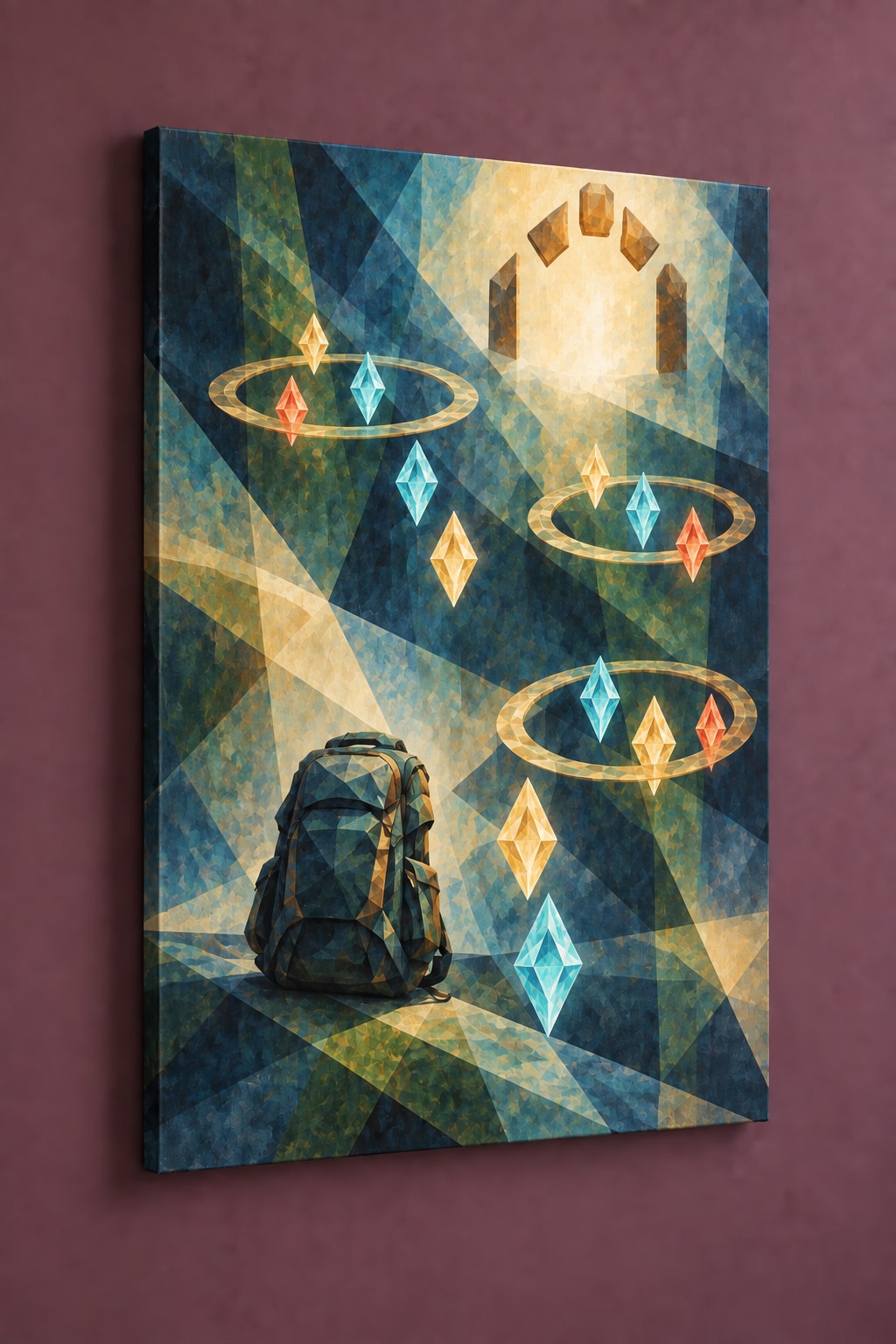 Wayglass Expedition Passage Stretched Canvas Wall Art with dimensional printed themed artwork; representative AI-generated mockup.
