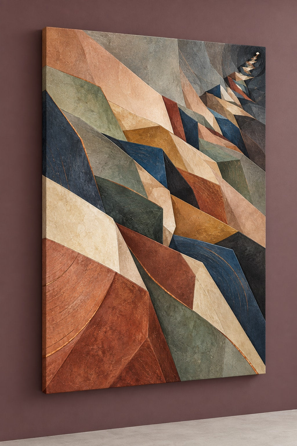 Clayfire Stratafall Stretched Canvas Wall Art with dimensional printed themed artwork; representative AI-generated mockup.