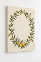 Citrus Garden Wedding Wreath Stretched Canvas Wall Art with dimensional printed themed artwork; representative AI-generated mockup.
