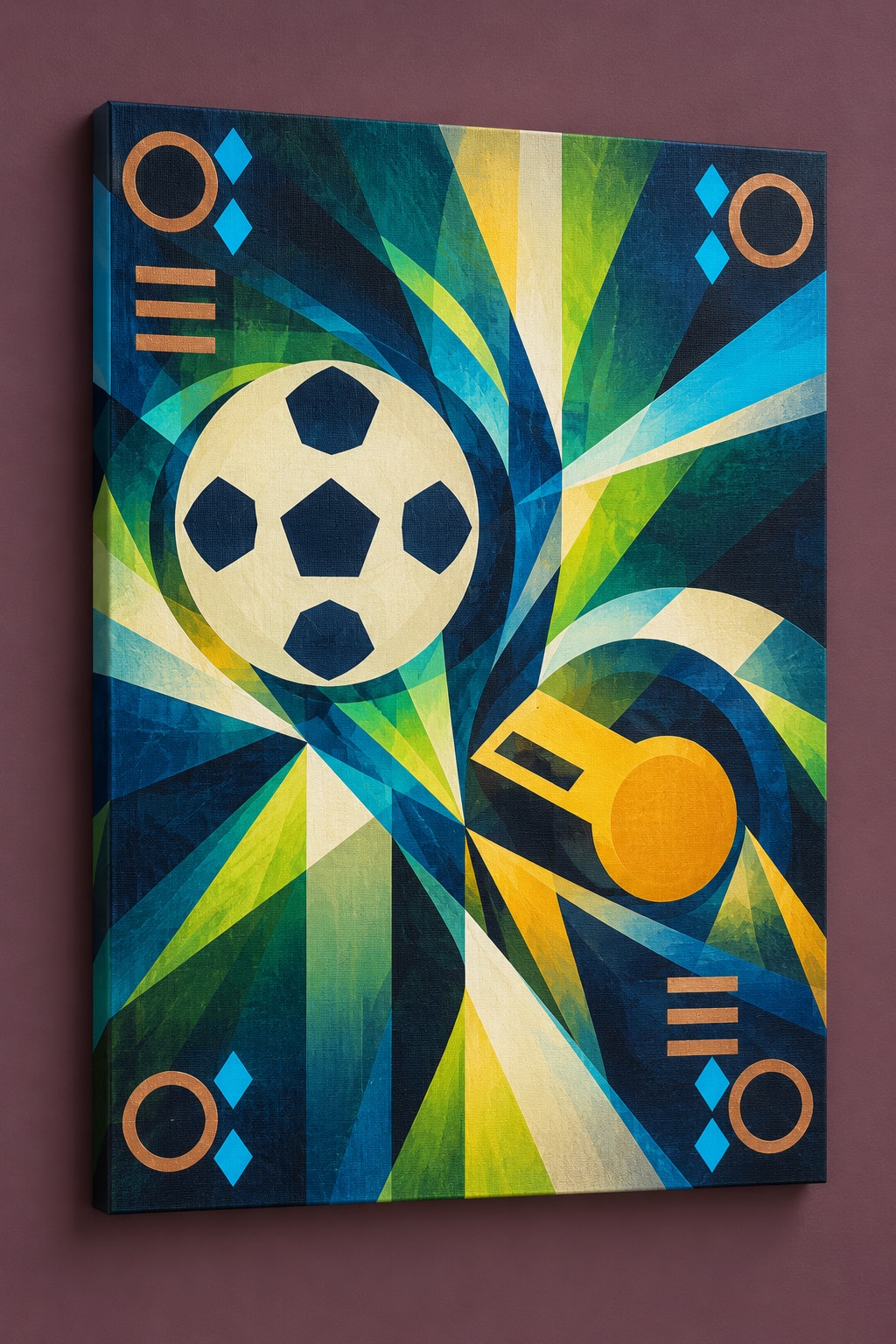 Touchline Signal Prism Stretched Canvas Wall Art with dimensional printed themed artwork; representative AI-generated mockup.