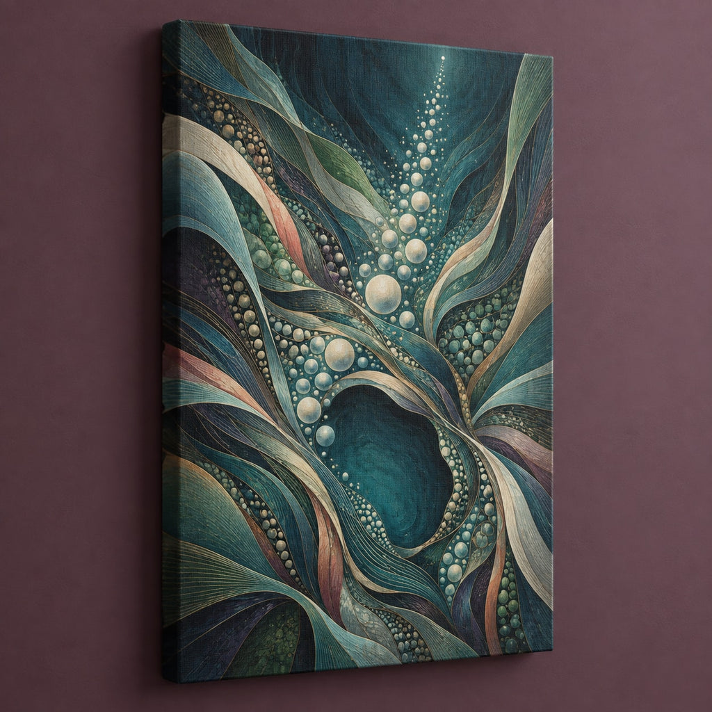 Luminous Aquascape Terraces Stretched Canvas Wall Art with dimensional printed themed artwork; representative AI-generated mockup.