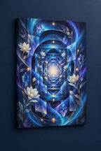 Logic Aurora Nexus Stretched Canvas Wall Art with dimensional printed themed artwork; representative AI-generated mockup.