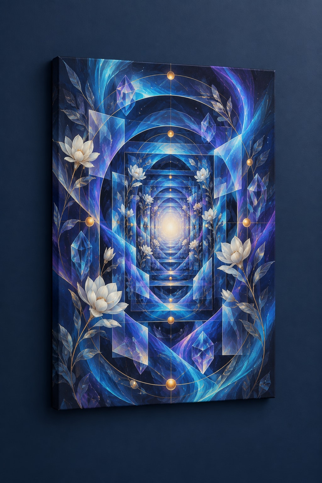 Logic Aurora Nexus Stretched Canvas Wall Art with dimensional printed themed artwork; representative AI-generated mockup.