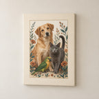 Multi Pet Household Stretched Canvas Wall Art with dimensional printed themed artwork; representative AI-generated mockup.