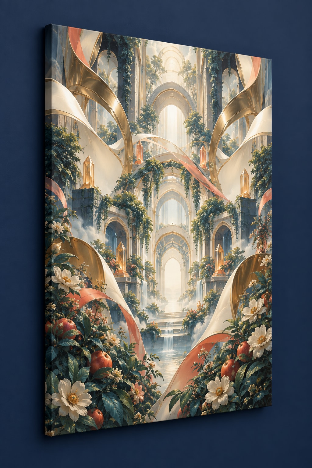 Resonant Harmony Conservatory Stretched Canvas Wall Art with dimensional printed themed artwork; representative AI-generated mockup.