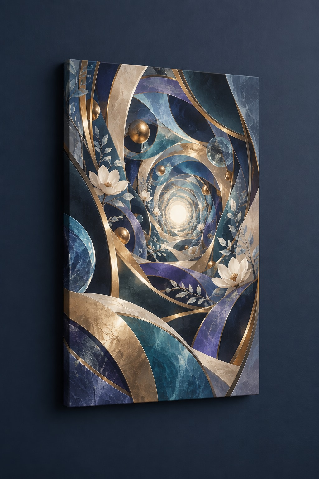 Spatial Prism Atelier Stretched Canvas Wall Art with dimensional printed themed artwork; representative AI-generated mockup.