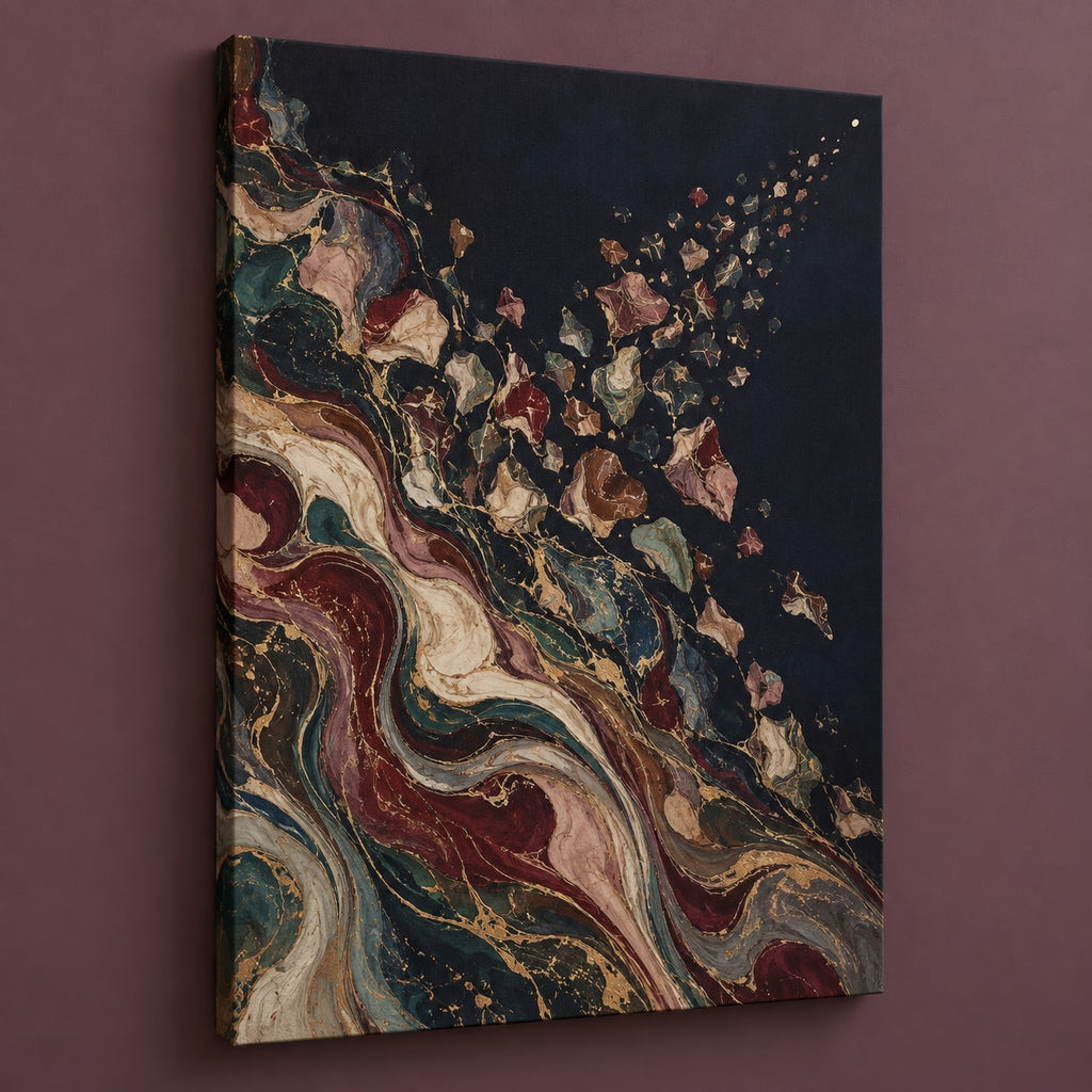 Folio Marbling Rift Stretched Canvas Wall Art with dimensional printed themed artwork; representative AI-generated mockup.