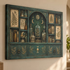 Alchemy Botanical Cabinet Stretched Canvas Wall Art with dimensional printed themed artwork; representative AI-generated mockup.
