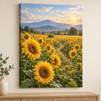 Sunflower Field Stretched Canvas Wall Art with dimensional printed themed artwork; representative AI-generated mockup.