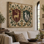 Medieval Heraldic Animals Stretched Canvas Wall Art with dimensional printed themed artwork; representative AI-generated mockup.
