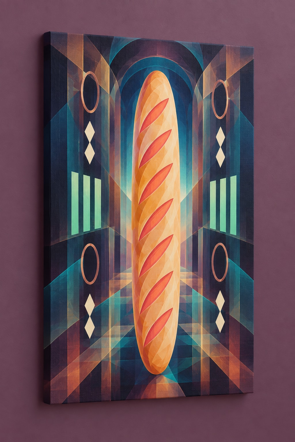 Baguette Aurora Relay Stretched Canvas Wall Art with dimensional printed themed artwork; representative AI-generated mockup.