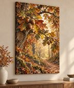 Acorns and Oak Leaves Stretched Canvas Wall Art with dimensional printed themed artwork; representative AI-generated mockup.