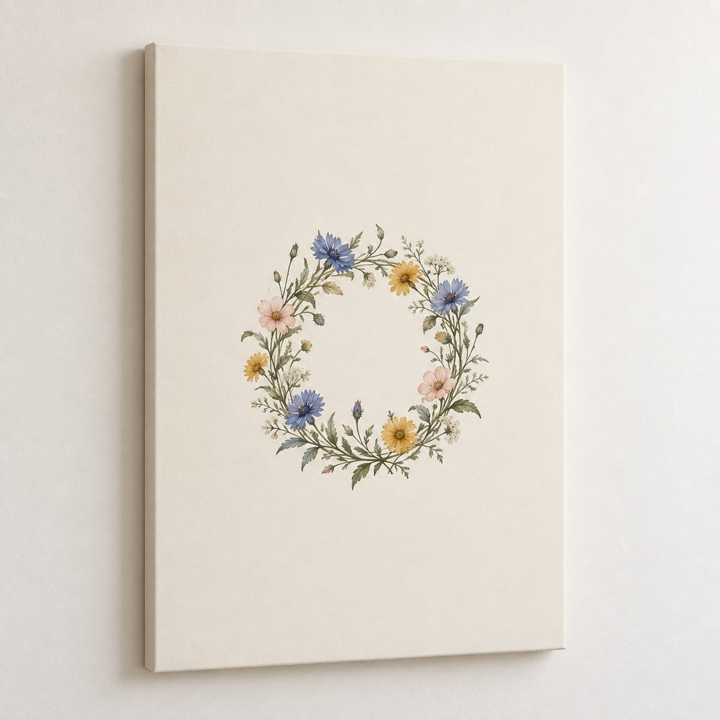 Wildflower Wedding Garden Stretched Canvas Wall Art with dimensional printed themed artwork; representative AI-generated mockup.