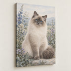Ragdoll Cat Companion Stretched Canvas Wall Art with dimensional printed themed artwork; representative AI-generated mockup.