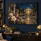 Celestial Botanical Garden Stretched Canvas Wall Art with dimensional printed themed artwork; representative AI-generated mockup.