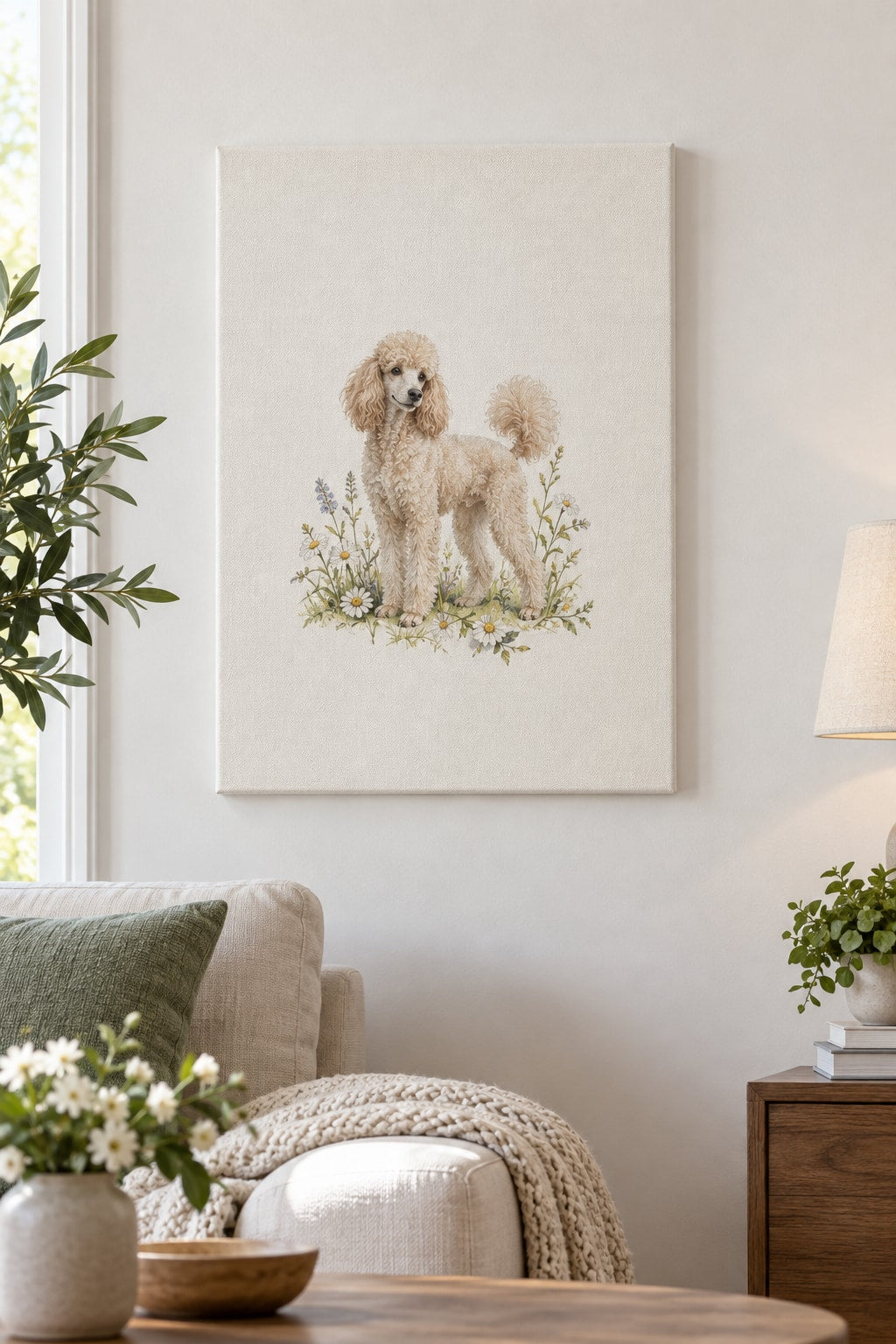 Poodle Stretched Canvas Wall Art with dimensional printed themed artwork; representative AI-generated mockup.