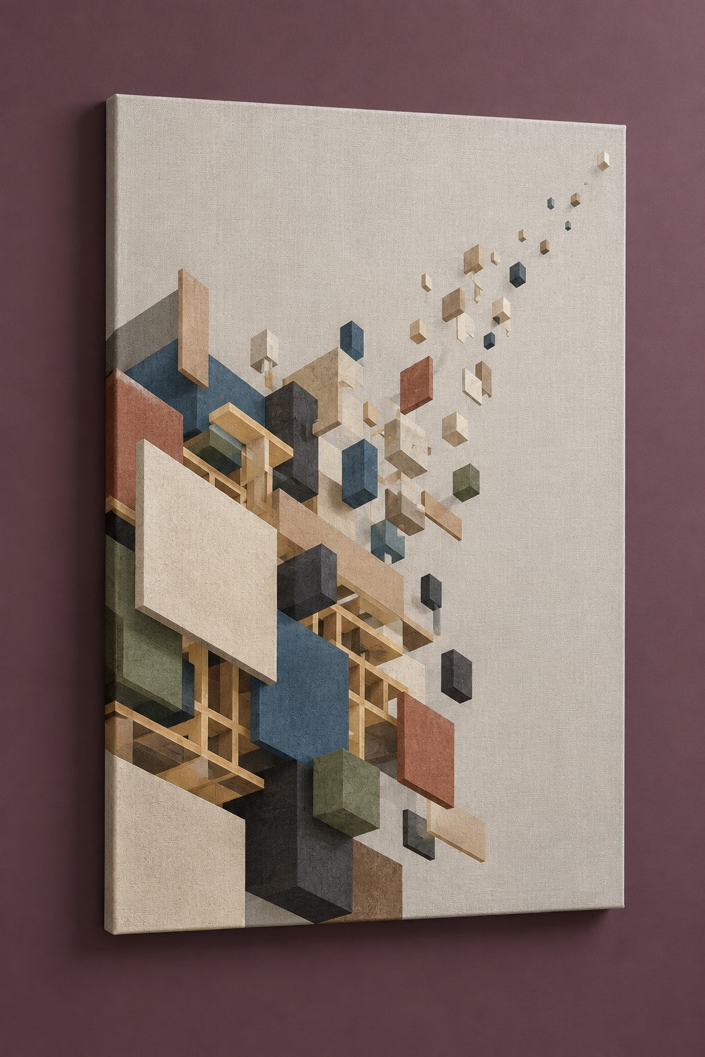 Pocket Atelier Parallax Stretched Canvas Wall Art with dimensional printed themed artwork; representative AI-generated mockup.