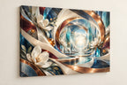 Luminous Circuit Sanctuary Stretched Canvas Wall Art with dimensional printed themed artwork; representative AI-generated mockup.