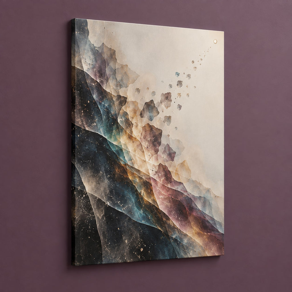 Silvergrain Afterimage Stretched Canvas Wall Art with dimensional printed themed artwork; representative AI-generated mockup.
