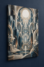 Structural Horizon Atrium Stretched Canvas Wall Art with dimensional printed themed artwork; representative AI-generated mockup.